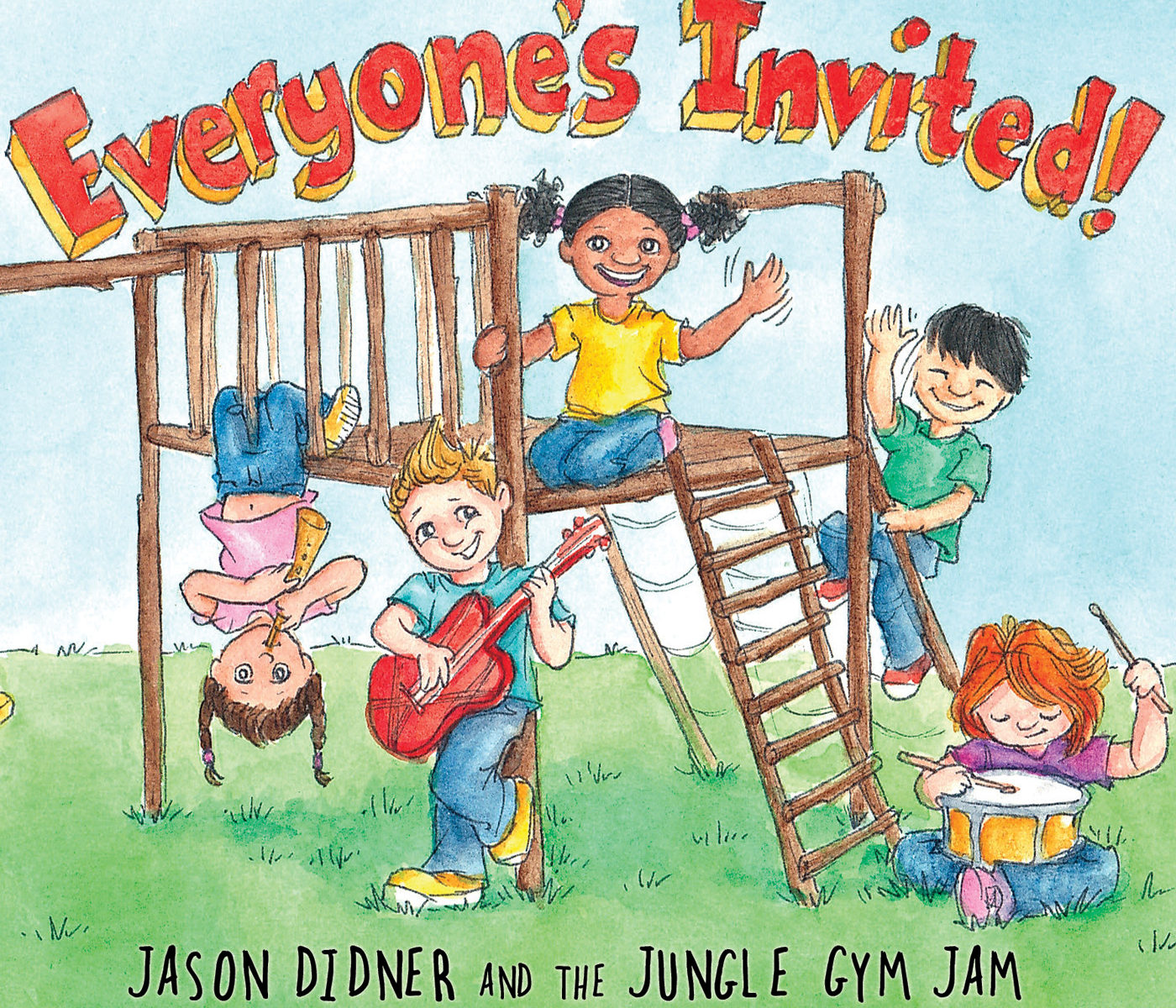 Everyone's Invited! album cover artwork - Jason Didner and the Jungle Gym Jam - illustrated by Melissa Bailey