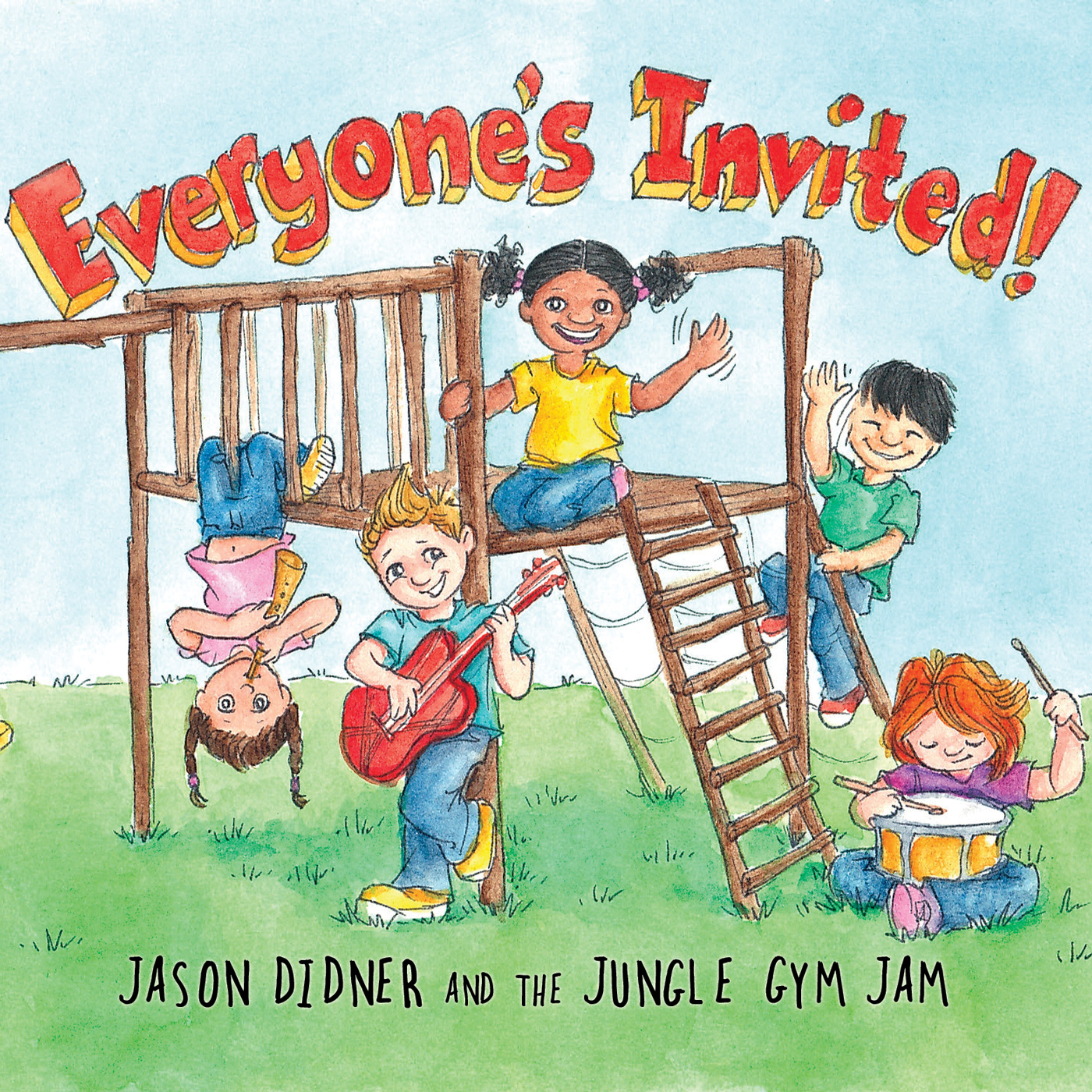 Everyone's Invited! album cover artwork - Jason Didner and the Jungle Gym Jam - illustrated by Melissa Bailey